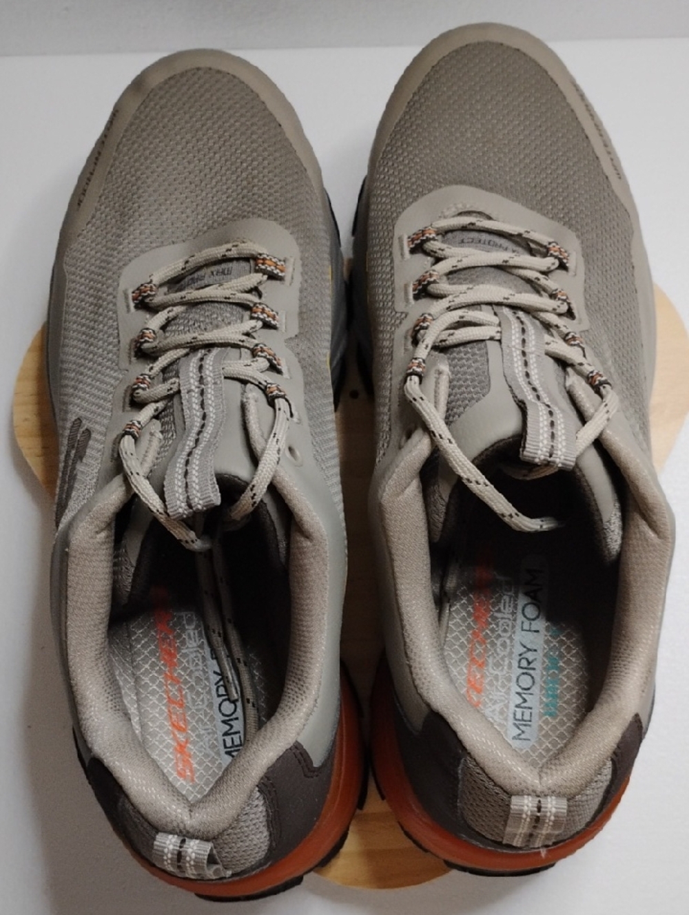 Men's Taupe Athletic Sneakers with Orange Accent